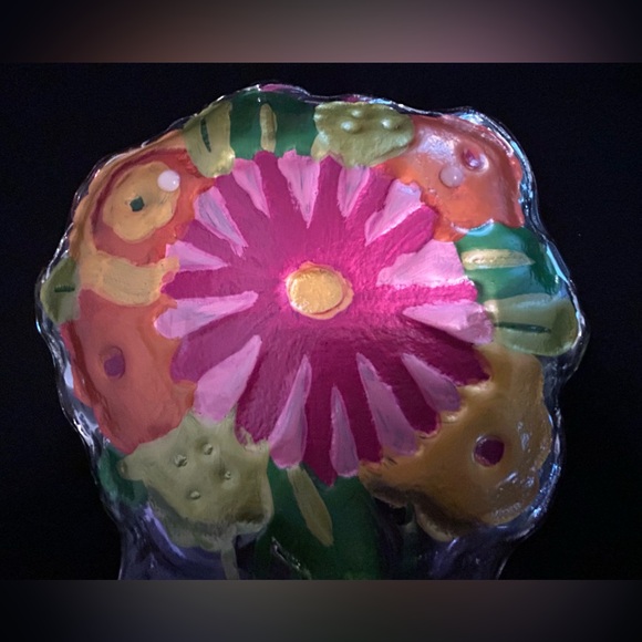 Flower bouquet glass platter large 14”x10 - Picture 6 of 8